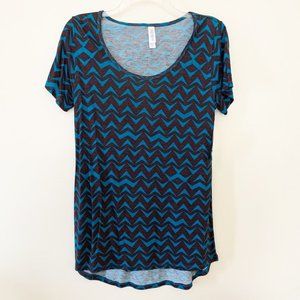 LuLaRoe Classic T Shirt Teal/Brown Chevron